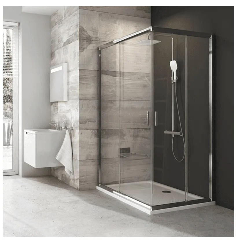 RAVAK Blix BLRV2K-90 fél zuhanykabin, szögletes, krómhatású + Transparent