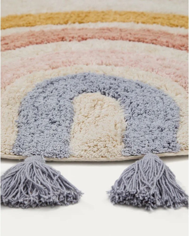 Elefántcsont színű mosható-kézi szövésű pamut gyerek szőnyeg ø100 cm Tadea – Kave Home