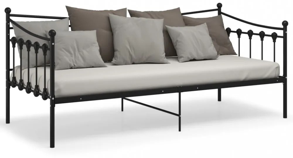 fekete fém kanapéágykeret 90 x 200 cm