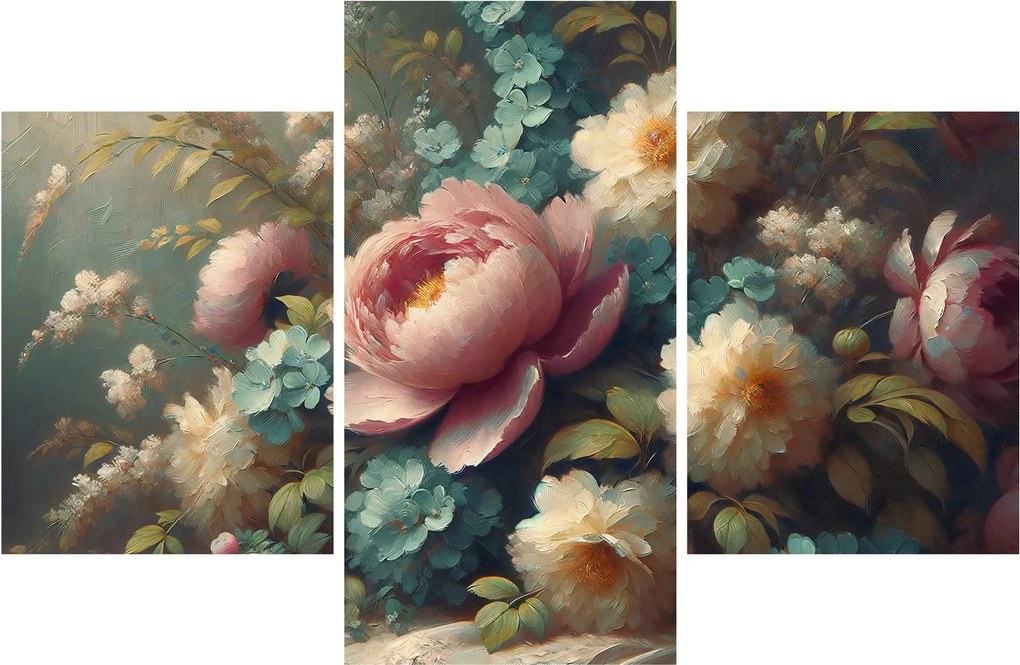 Kép - Természet csendélet virágokkal - festmény (90x60 cm)