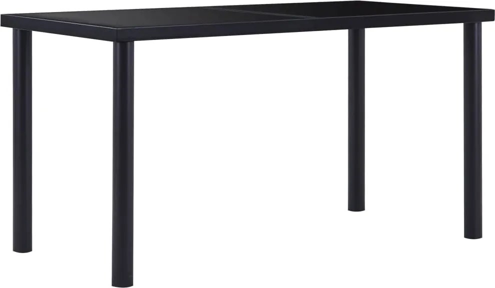 vidaXL fekete edzett üveg étkezőasztal 140 x 70 x 75 cm