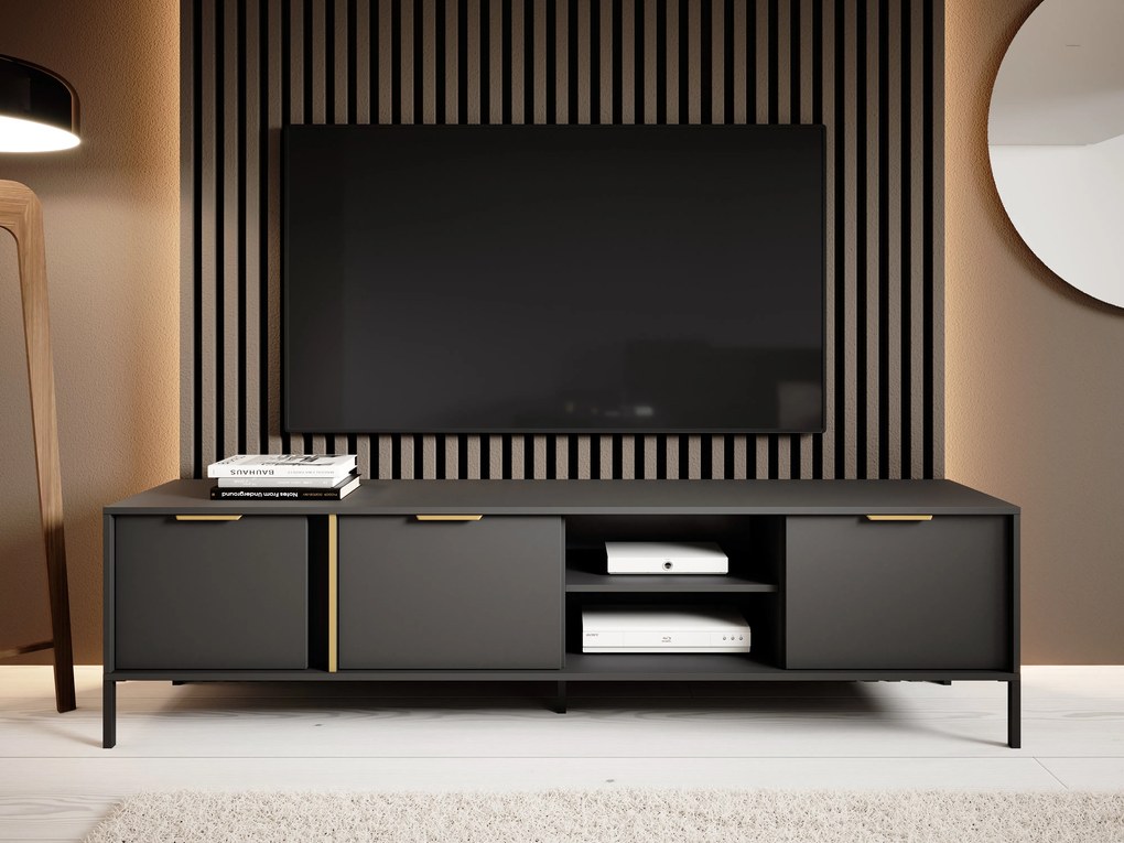 TV asztal/szekrény Lyran 3D (antracit + arany). 1071358