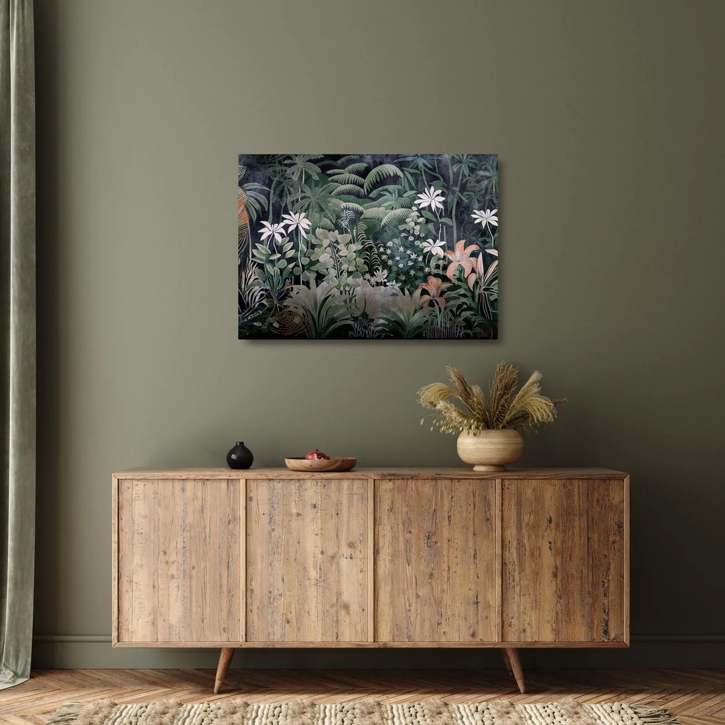 Üveg kép - Festett dzsungel minta (70x50 cm)