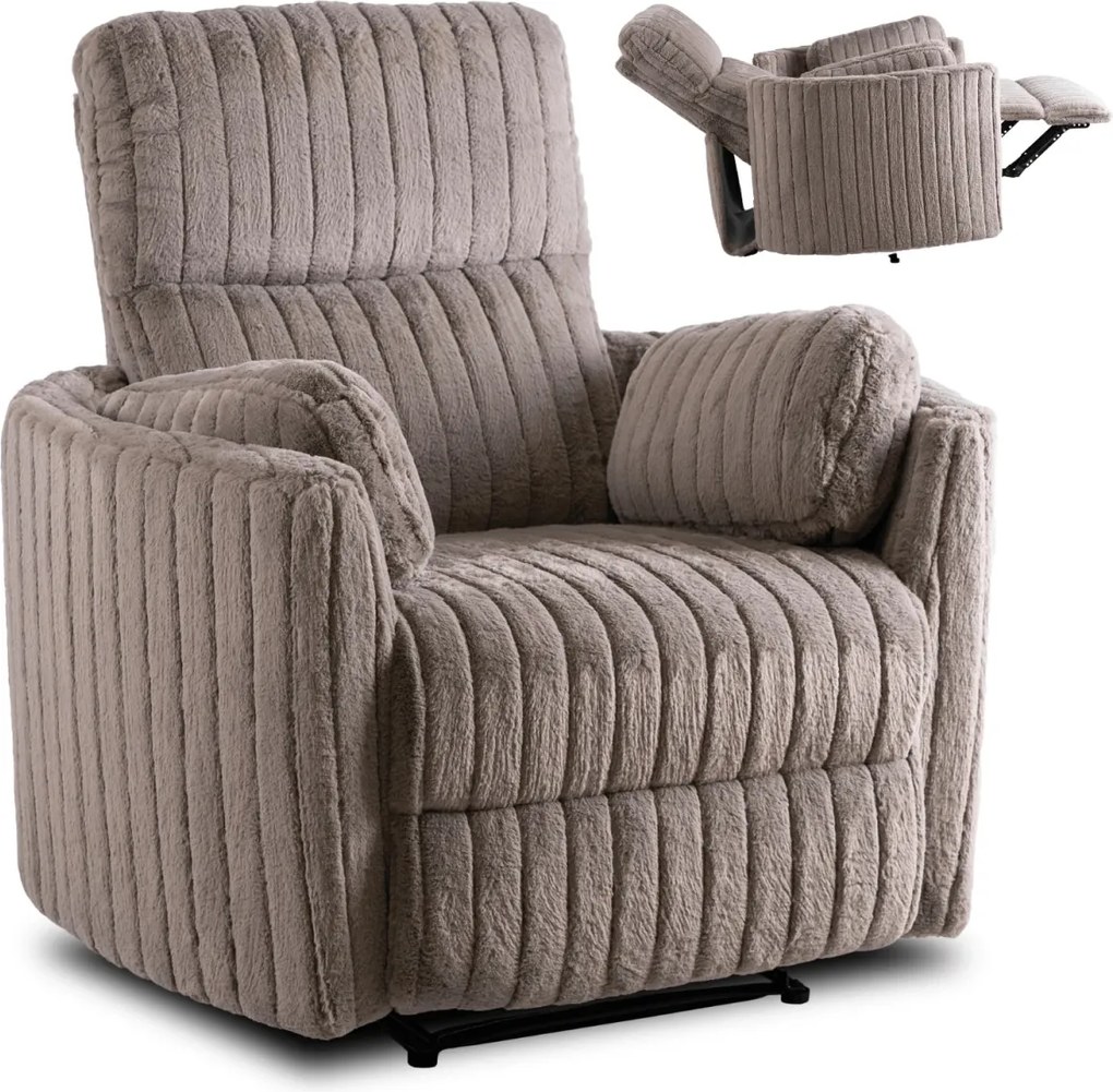 Dönthető fotel szürke plüss szövet, RAUL