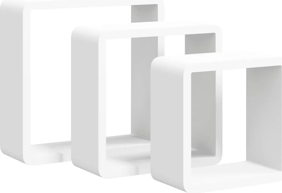 vidaXL 3 db fehér MDF fali kockapolc