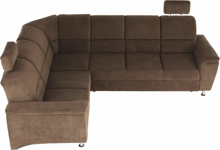 Kinyitható ülőgarnitúra, barna szövet, balos, SANTIAGO