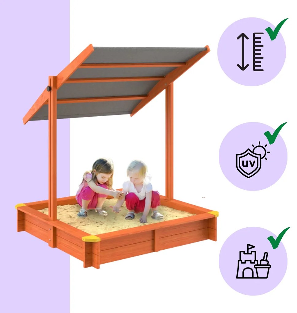 Sami homokozó tetővel, lucfenyő, 120x120x120 cm Spielwerk