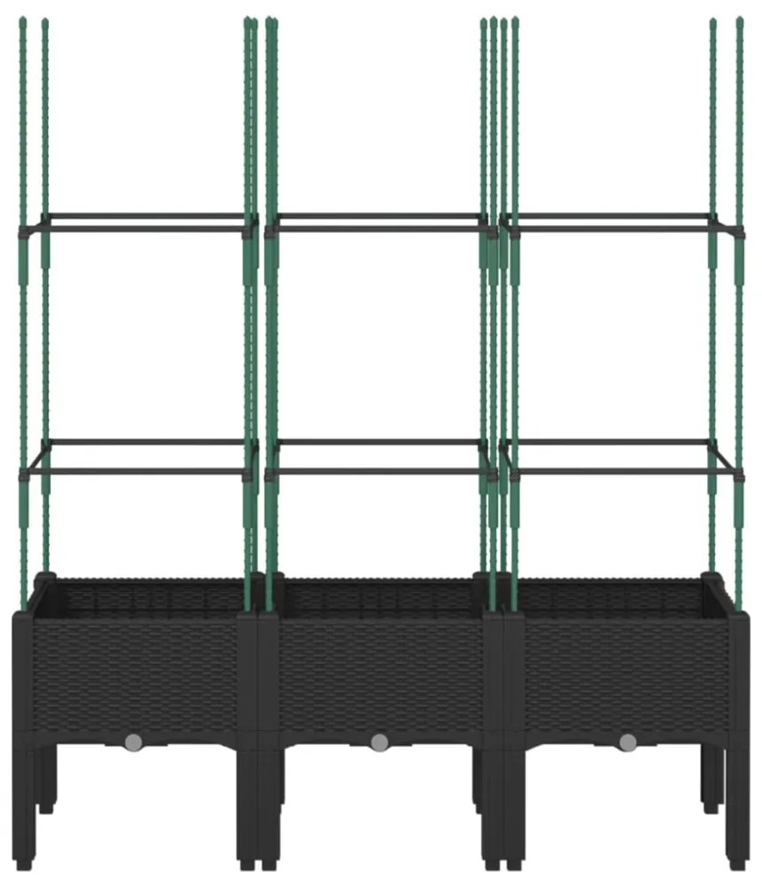 fekete polipropilén rácsos kerti ültetőláda 120 x 40 x 142,5 cm
