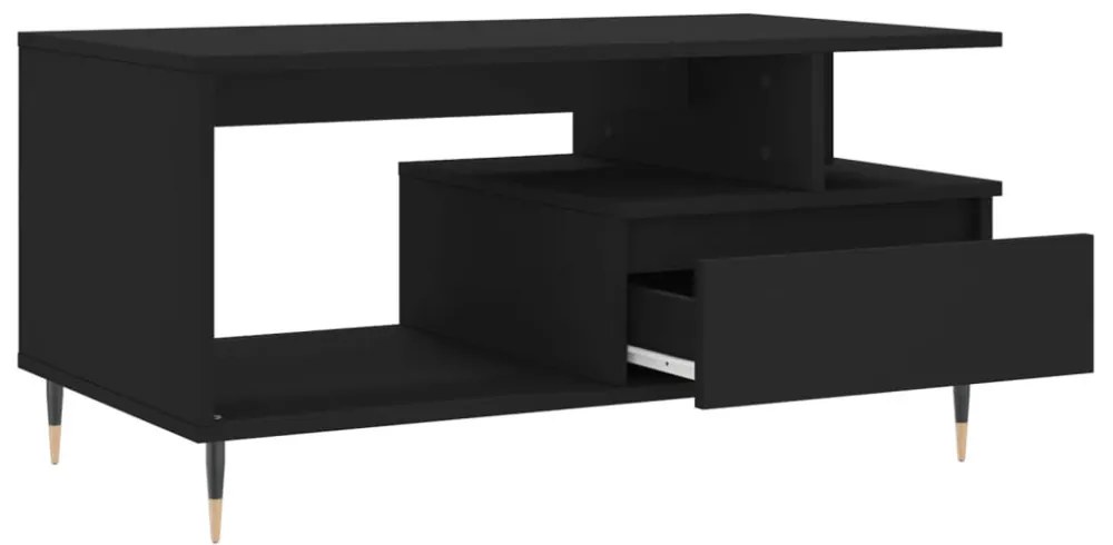 fekete szerelt fa dohányzóasztal 90 x 49 x 45 cm