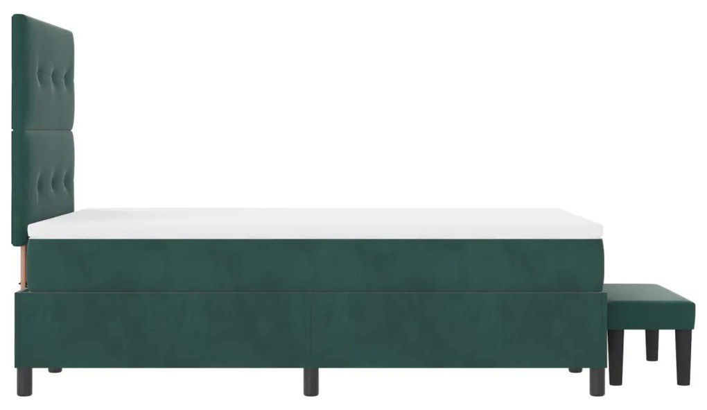 Boxspring Ágy matraccal és paddal Sötét Zöld 120x200 cm Bársony