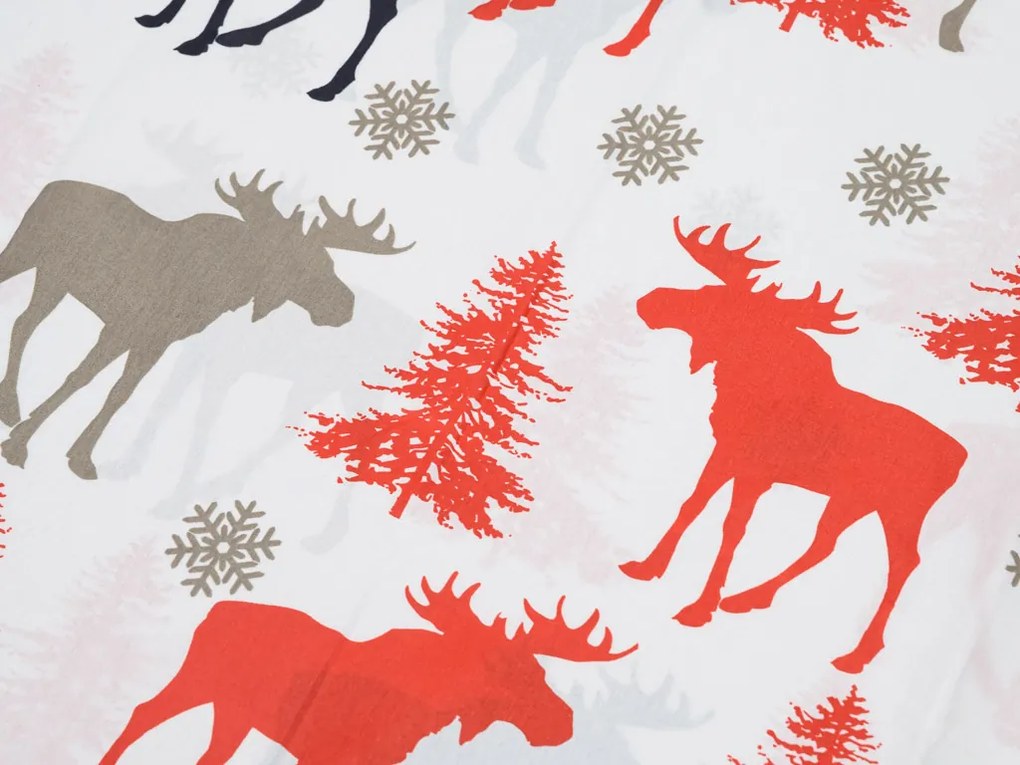 CHRISTMAS MOOSE fehér pamut ágyneműhuzat Ágyneműhuzat mérete: 2 db 70 x 90 cm | 200 x 220 cm