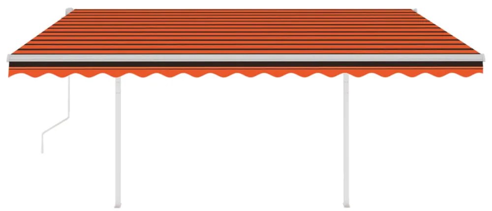 narancssárga-barna szélérzékelős és LED-es napellenző 4,5 x 3 m