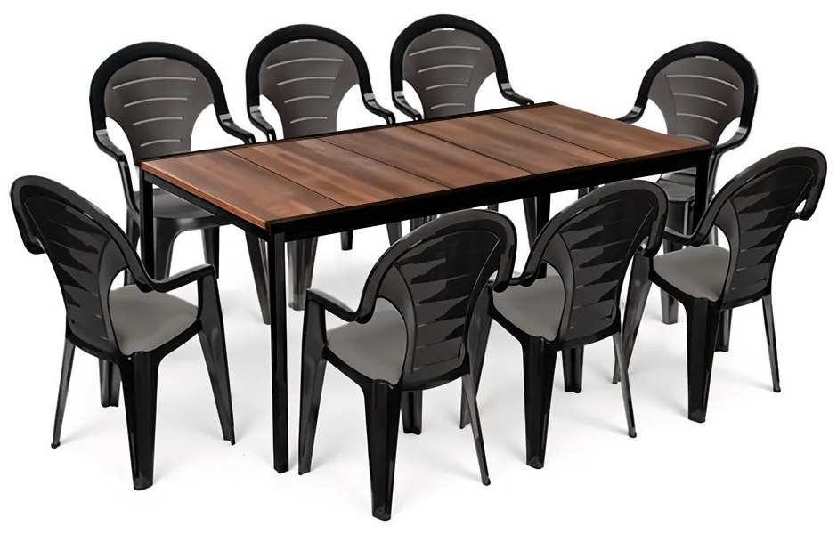 Lagos Large 8+1 kerti bútor garnitúra szett dió-grafit