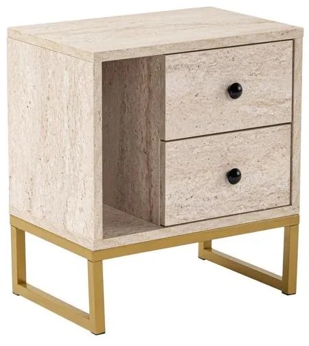 Éjjeliszekrény Glimmer - Travertine, Arany