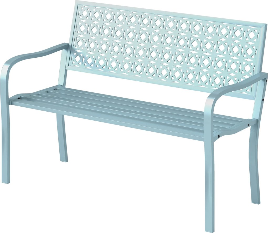 Outsunny 2-Személyes Kerti Pad, Időjárásálló Pad, Kerti Bútor Hátmasszázzsal és Karfákkal, Park Pad 240kg Teherbírással, Terasz Pad Teraszra, Kertbe,