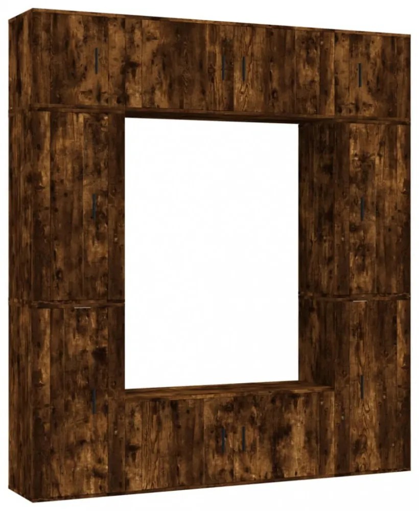 vidaXL 8 részes füstös tölgy színű szerelt fa TV-szekrényszett