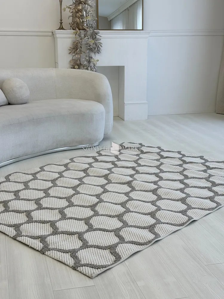 Bouclair bézs alapon szürke minta G3718 rongyszőnyeg 160x220cm