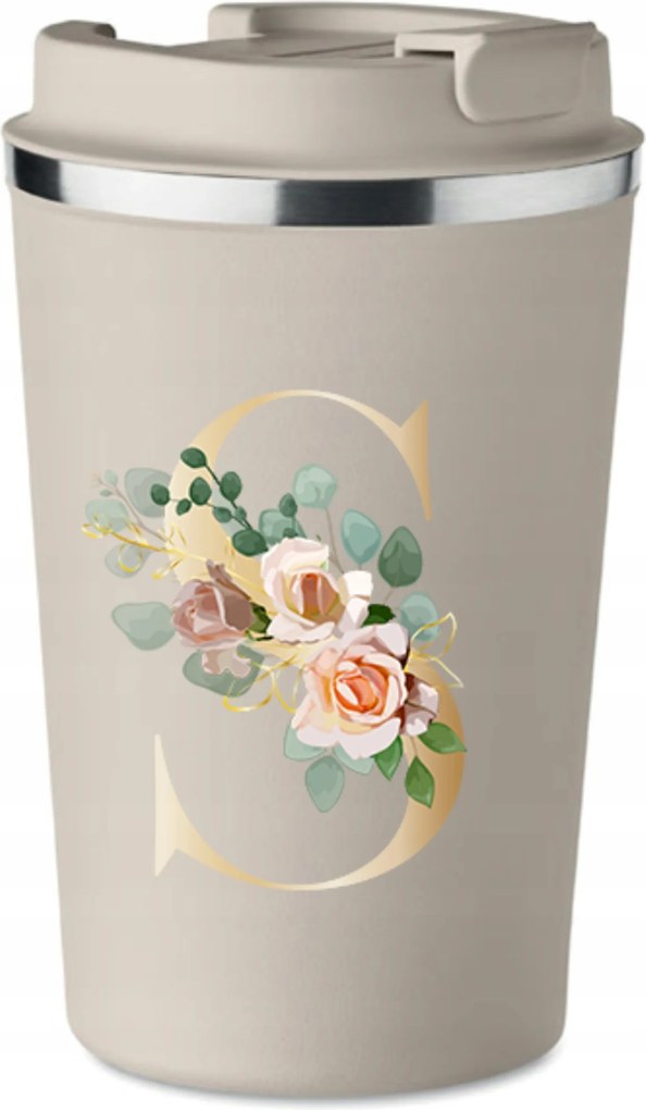 Prémium thermo bögre bézs K Betűvel monogrammal Szilvia KT_148_b