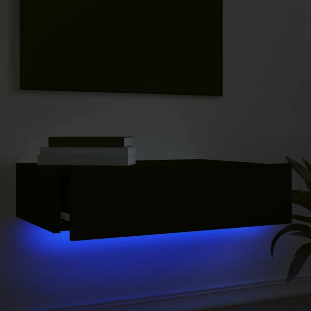 fekete TV-szekrény LED-lámpákkal 60x35x15,5 cm