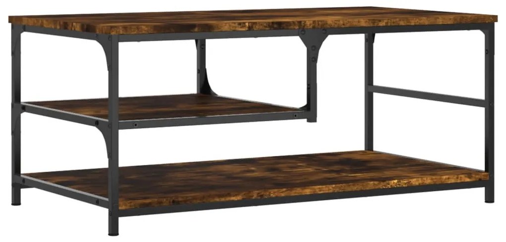 Füstös tölgy színű szerelt fa dohányzóasztal 90 x 49 x 40 cm