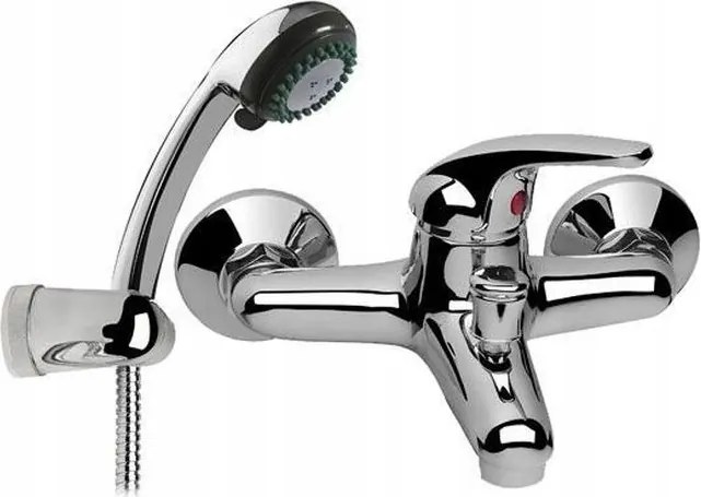 Kádtöltő csaptelep Kétlyukú fali csaptelep króm kiegészítőkkel