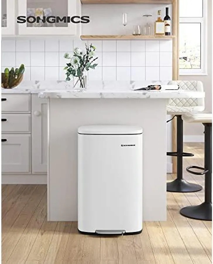 Konyhai pedálos kuka, 50l szemetes kuka puha záródással, fehér