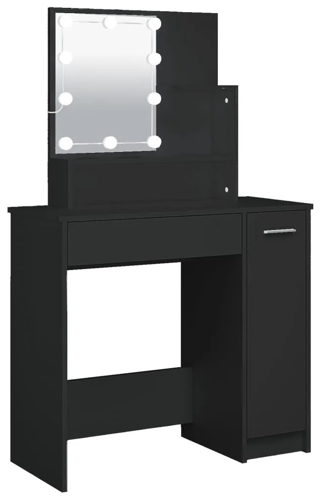 Fekete LED.es fésülködőasztal 86,5 x 35 x 136 cm