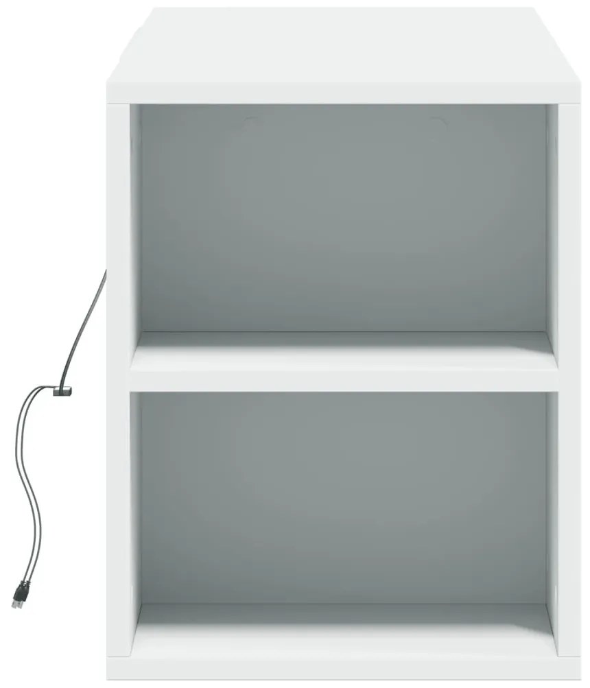 fehér falra szerelhető TV-szekrény LED-lámpákkal 135x31x39,5 cm