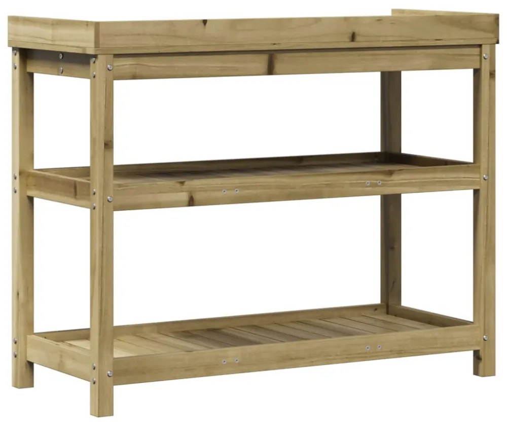 impregnált fenyőfa ültetőasztal polcokkal 108 x 45 x 86,5 cm