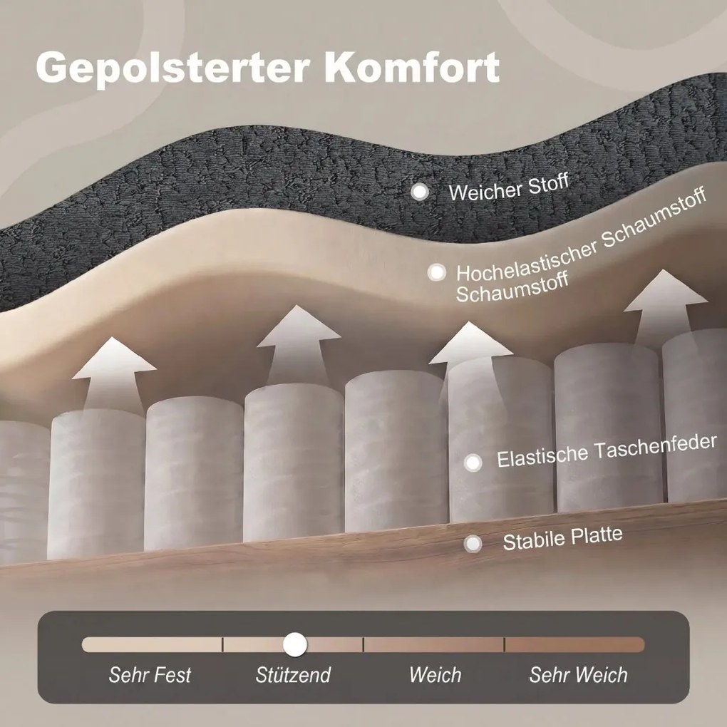 HOMCOM Futon kanapéágy, állítható háttámlával, 2 személyes, 2 párnával, sötétszürke