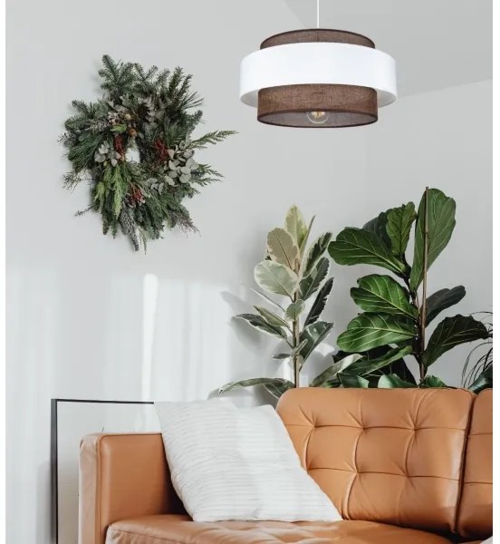 Csillár zsinóron CORSA 1xE27/60W/230V fehér/barna