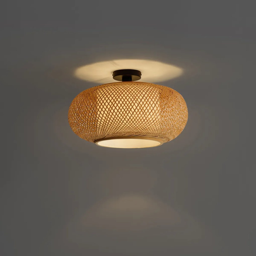 Japandi mennyezeti lámpa bambuszból, fehér belsővel - Liva