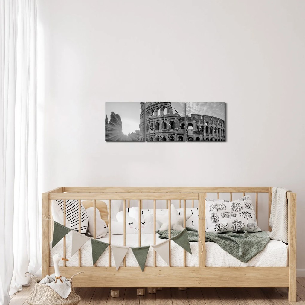 Kép - Colosseum Rómában, fekete-fehér (órával) (90x30 cm)