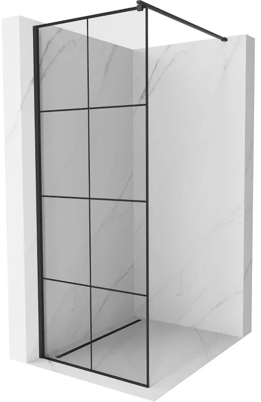 Mexen Kioto zuhanyparaván 70x200 cm 8 mm, fekete profil, üveg fekete mintás 1, 800-070-101-60-77