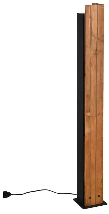 Fekete-natúr színű állólámpa fa búrával (magasság 121 cm) Karuni – Trio