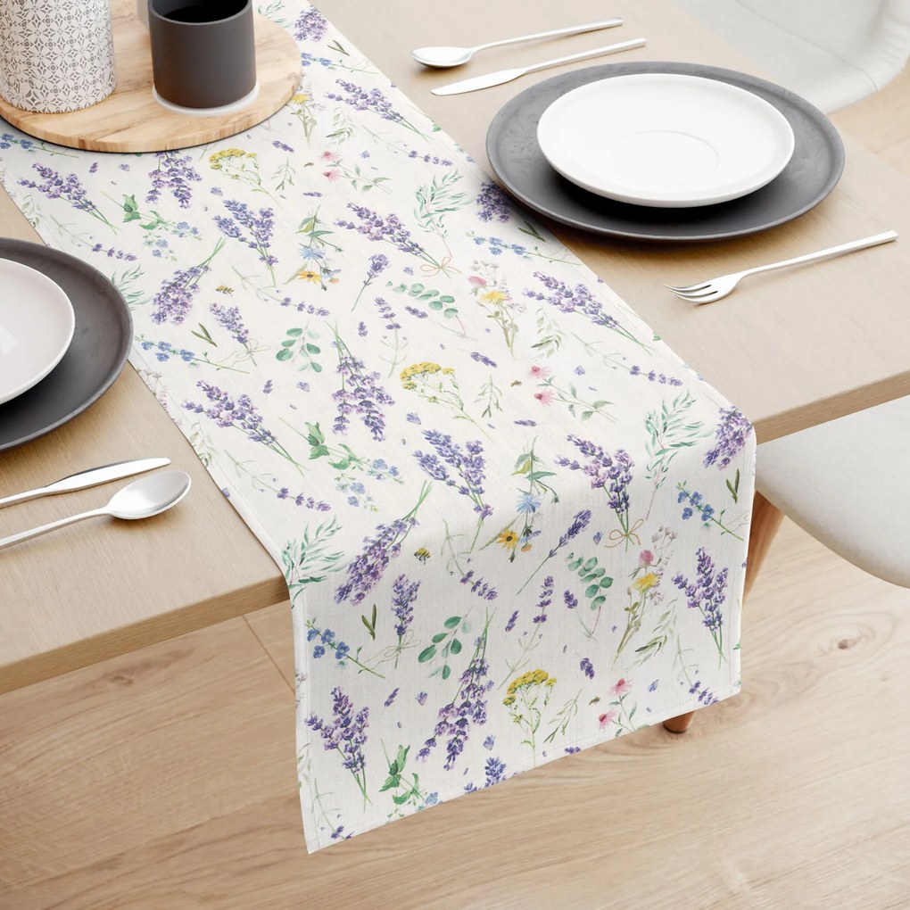 Goldea valencia dekoratív asztali futó - levendulás kert 35x120 cm