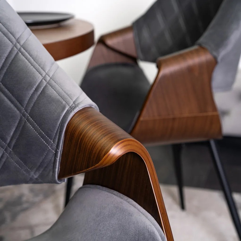 Scaun de bar elegant din catifea gri FLORES