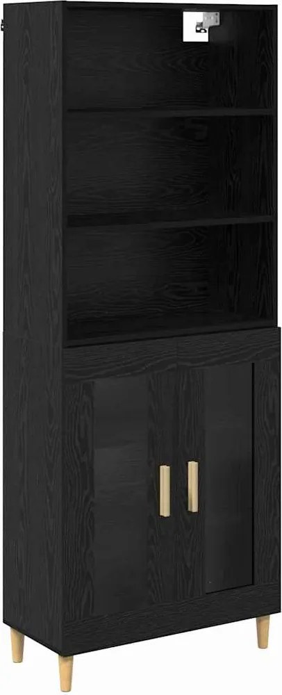 vidaXL Magasfiú Fekete tölgy 69,5 x 32,5 x 180 cm Faanyag