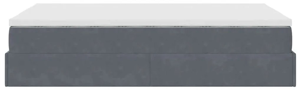 Ottomán ágykeret matraccal sötétszürke 120x200cm bársony