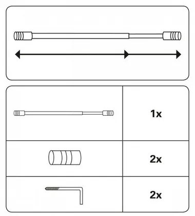 Kihúzható vitrázsrúd, 10 mm henger rozsdamentes acél, 80 - 110 cm, 80 - 110 cm