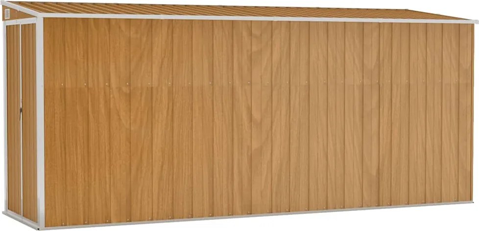 vidaXL barna színű, falra szerelhető kerti fészer 118 x 382 x 178 cm horganyzott acélból