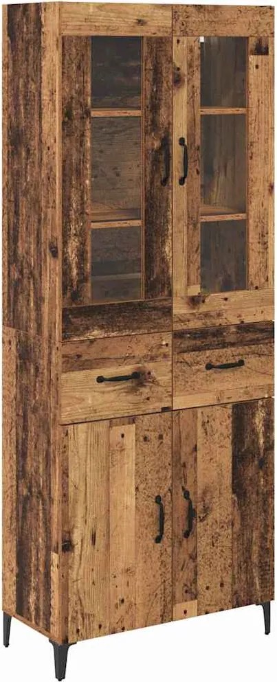 vidaXL Magasfiú Falra szerelhető Öreg fa 69,5 x 34 x 180 cm Faanyag