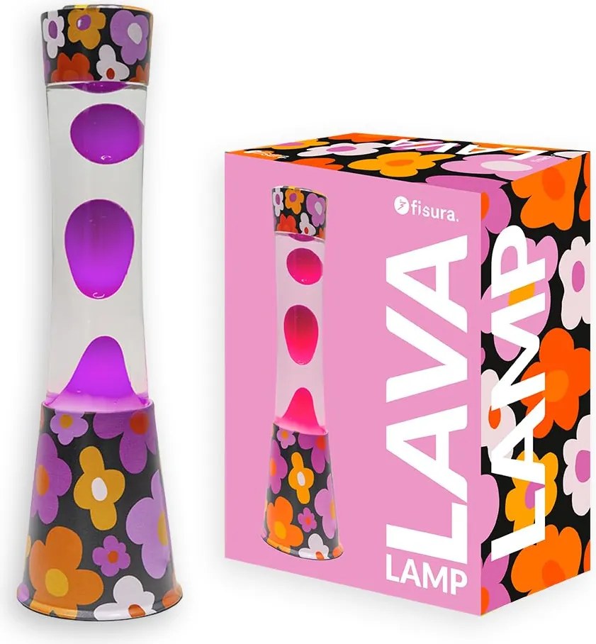 Fisura lávalámpa virágos motívummal 39,5 cm