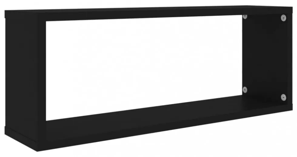 6 db fekete szerelt fa négyszögű fali polc 60 x 15 x 23 cm