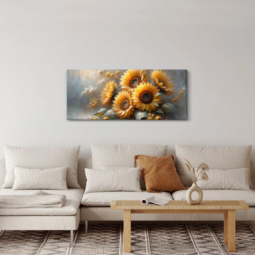 Kép - Napraforgók festménye (120x50 cm)