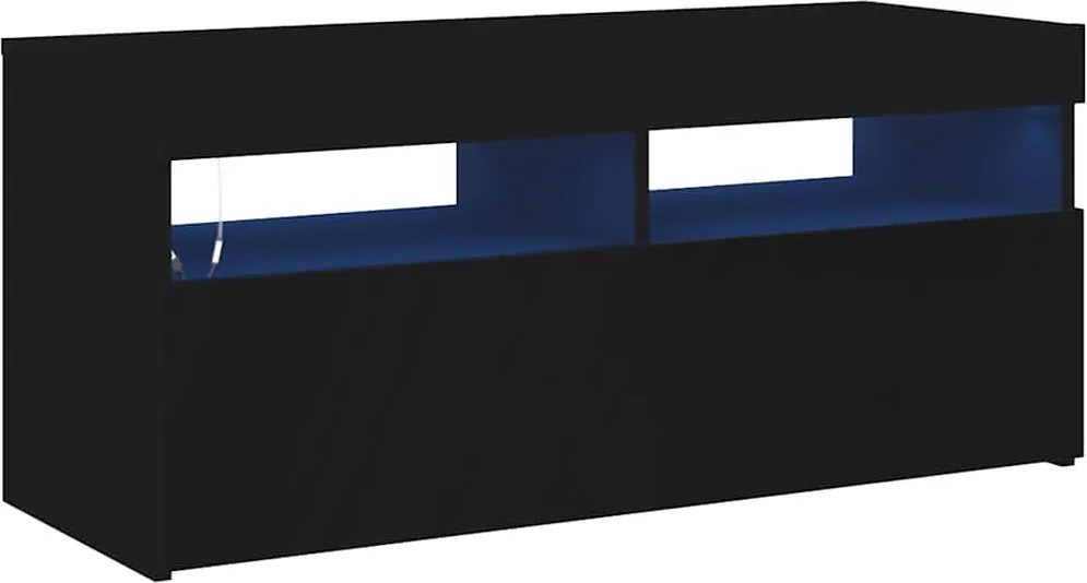 vidaXL fekete TV-szekrény LED-világítással 90x35x40 cm