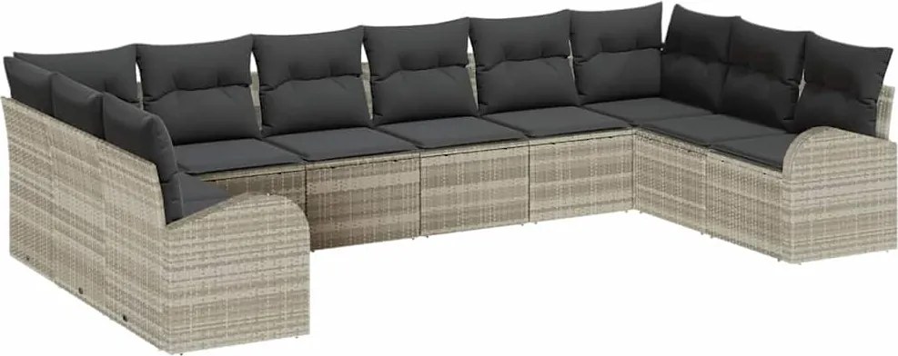 vidaXL Kanapé Szett párnával 10 pcs Világosszürke Polyrattan