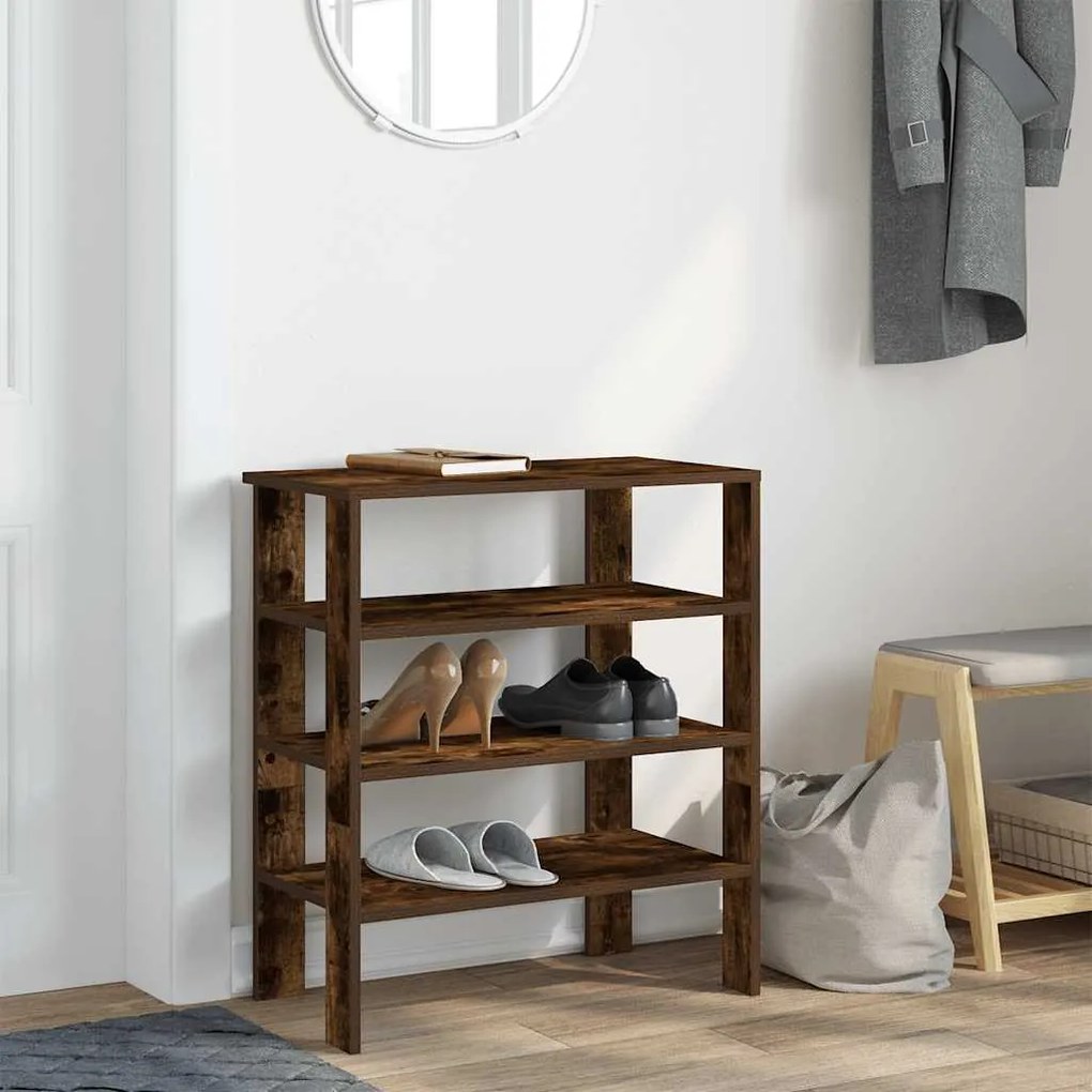 füstös tölgy színű szerelt fa cipőtartó 61x32x70 cm