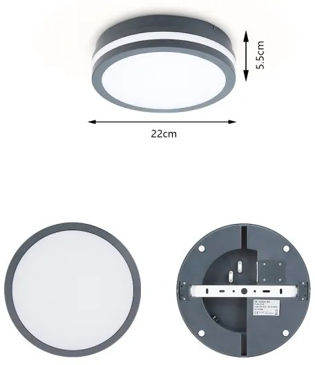 Brilagi - BENE kültéri LED lámpatest érzékelővel LED/18W/230V, átm. 22 cm, IP54
