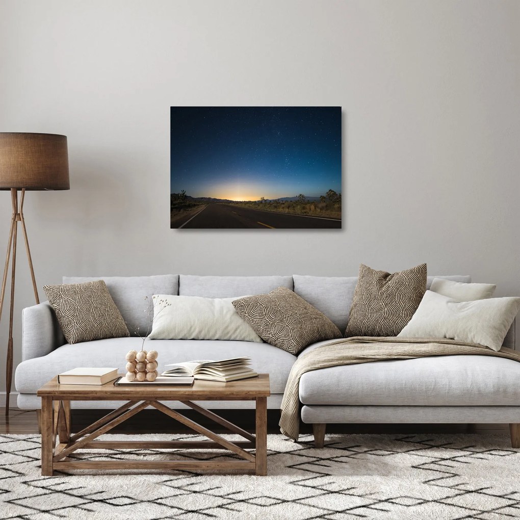 Kép - Éjszaki ég az út felett (üvegen) (70x50 cm)